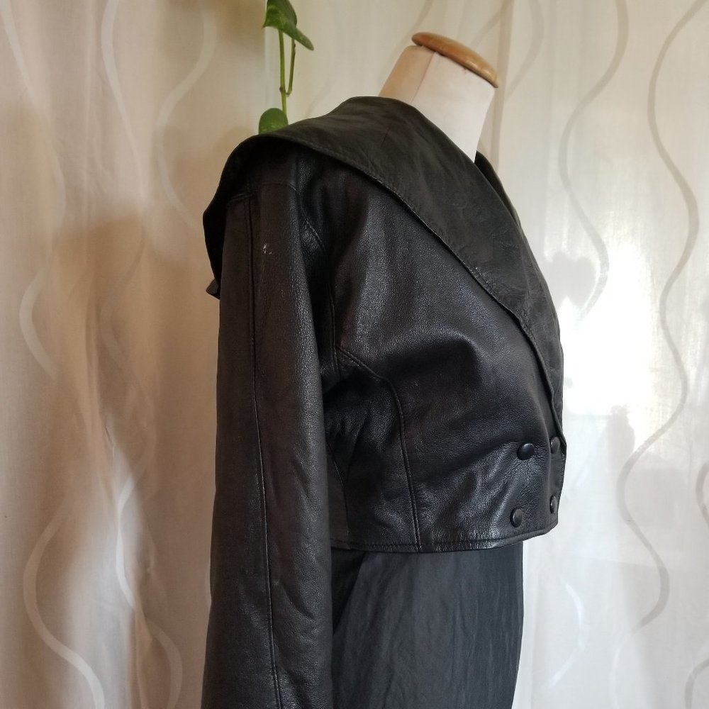 Vintage 1980s moto jacket, Back leather jacket, designer size Medium - Picture 7 of 15
